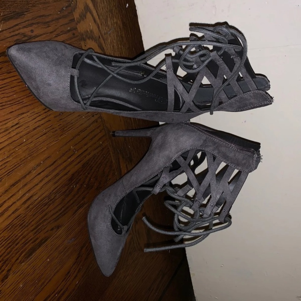Grey lace up heels!